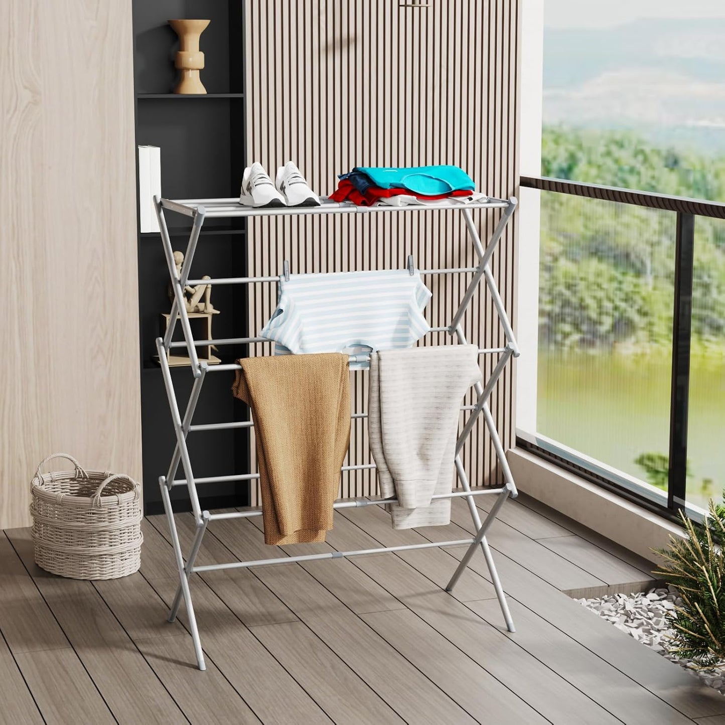 Foldable Clothes Drying Rack Compact Collapsible Design (Grey)