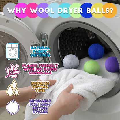 XL Wool Dryer Balls 10 Pack (3 Inch, Reusable)
