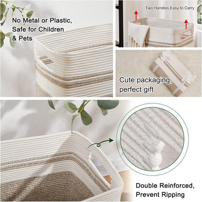 Tall Cotton Laundry Hamper with Handles Yellow Variegated (16x13x22 in)