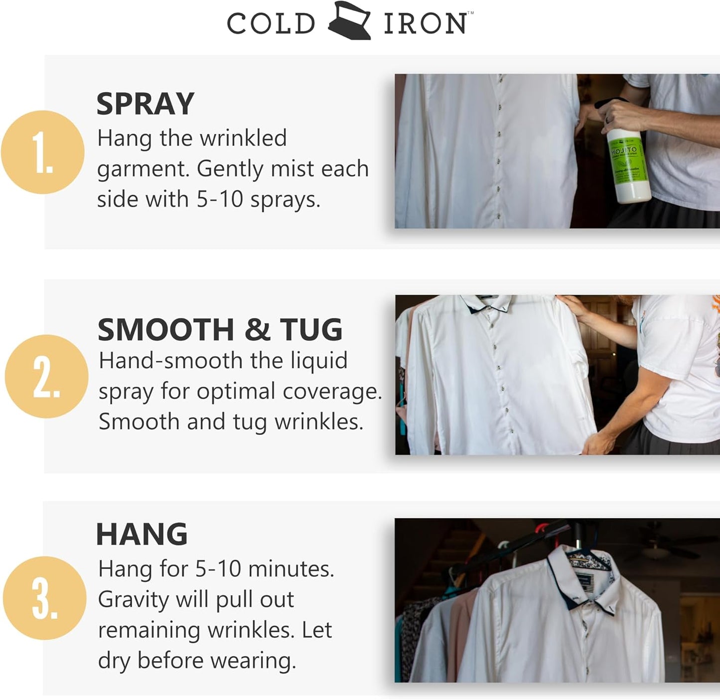 Cold Iron Wrinkle Release Spray Travel Size 3 fl oz (Fragrance Free)