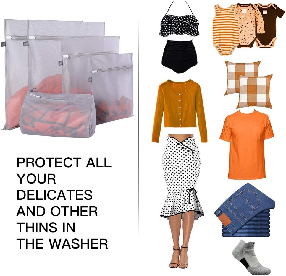 Delicate Mesh Laundry Bags, Zippered Wash & Dry Pouch