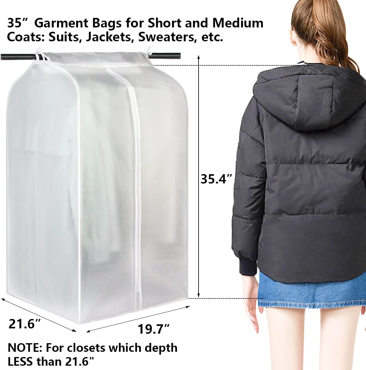 Hanging Garment Bags Zippered Closet Clothes Protectors