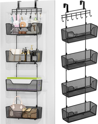 Over-the-Door Hanging Organizer with 4 Baskets & Adjustable Hooks