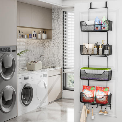 Over-the-Door Hanging Organizer with 4 Baskets & Adjustable Hooks