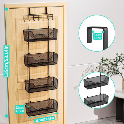 Over-the-Door Hanging Organizer with 4 Baskets & Adjustable Hooks