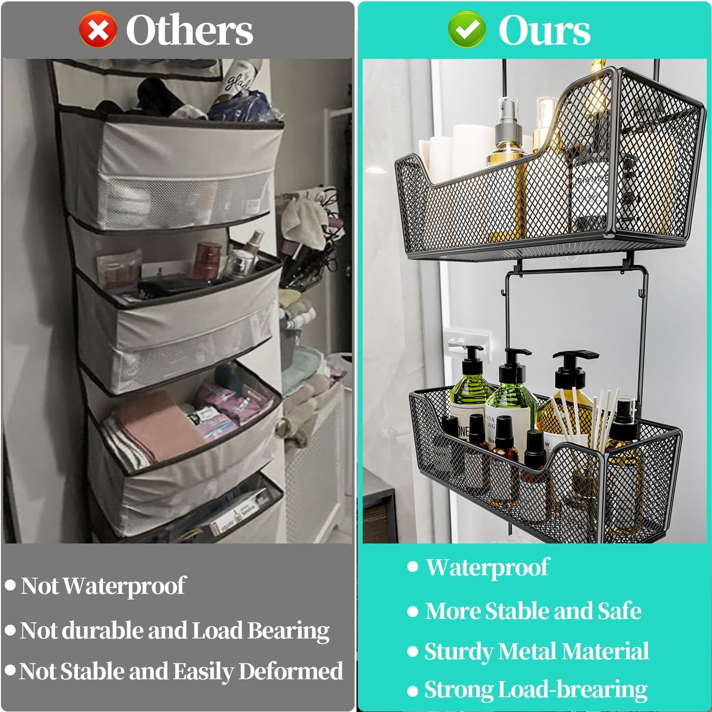 Over-the-Door Hanging Organizer with 4 Baskets & Adjustable Hooks