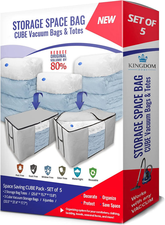 Cube Vacuum Storage Bags with Totes Jumbo Space Saver