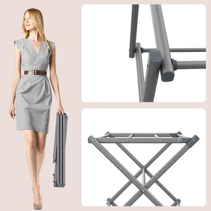 Foldable Clothes Drying Rack Compact Collapsible Design (Grey)