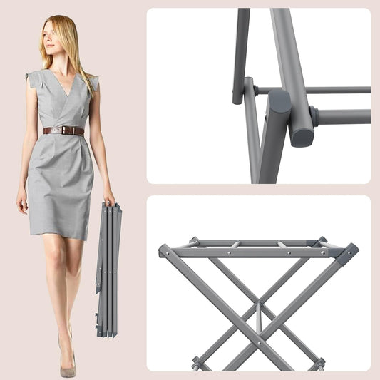 Foldable Clothes Drying Rack Compact Collapsible Design (Grey)