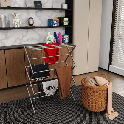 Foldable Clothes Drying Rack Compact Collapsible Design (Grey)